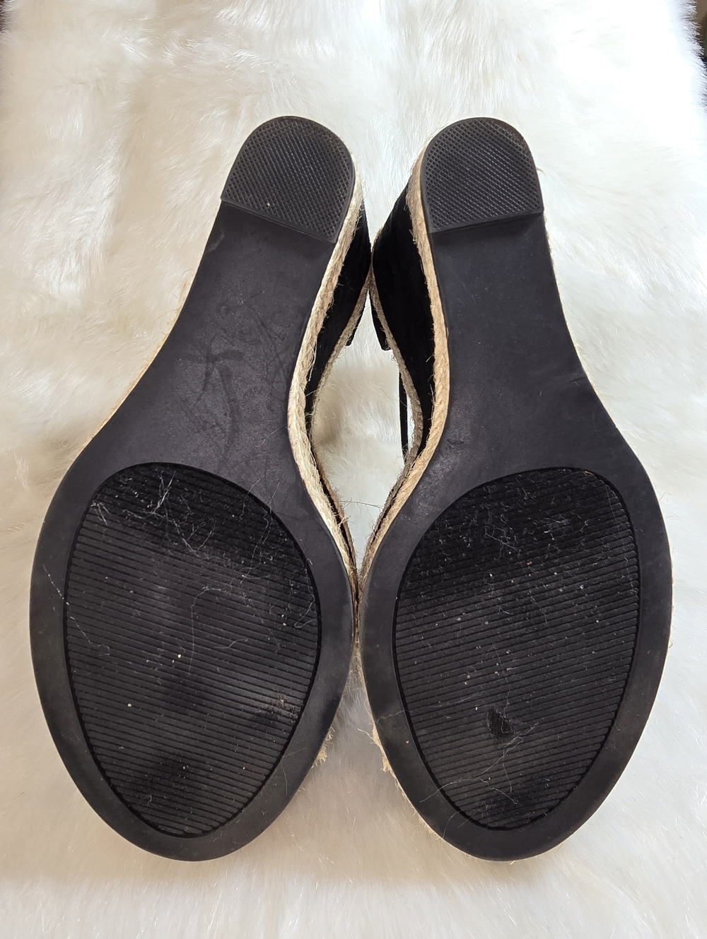 Elle Gabrielle Womens Black Wedge Espadrille Sandals with Ankle Strap - Picture 7 of 10